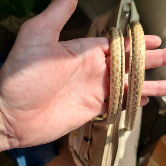 Vntg Tosca Blu Designer Purse Bag Italy Leather Floral Snake Skin Tulip Beaded - Picture 8 of 14